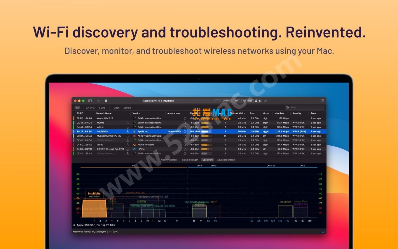 WiFi Explorer Pro for Mac v3.3.2 WiFi扫描诊断工具 破解版下载_mac版_注册机_序列号 | 爱上MAC