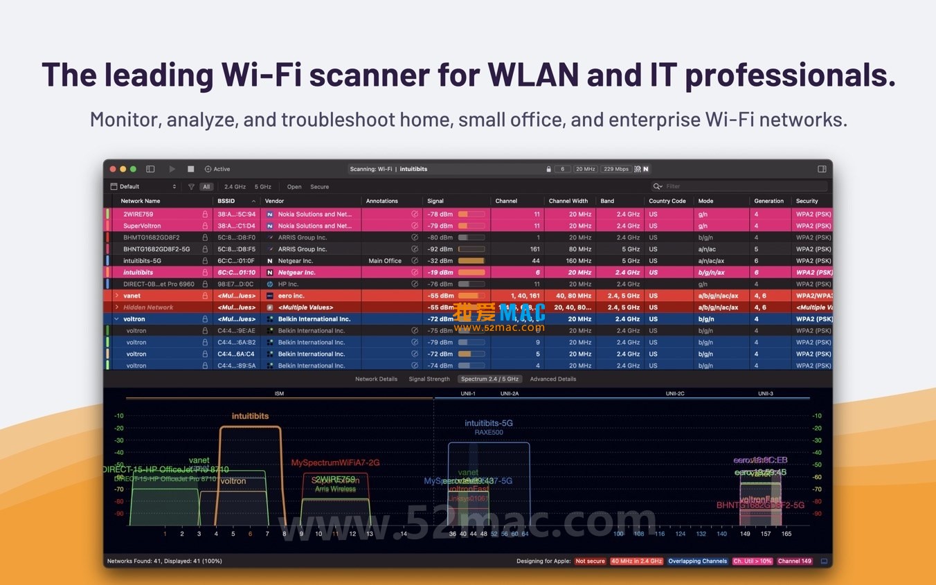 WiFi Explorer Pro for Mac v3.4.5 WiFi扫描诊断工具 破解版下载_mac版_注册机_序列号 | 爱上MAC