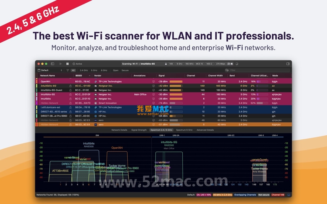 WiFi Explorer Pro for Mac v3.5.7 WiFi扫描诊断工具 破解版下载_mac版_注册机_序列号 | 爱上MAC