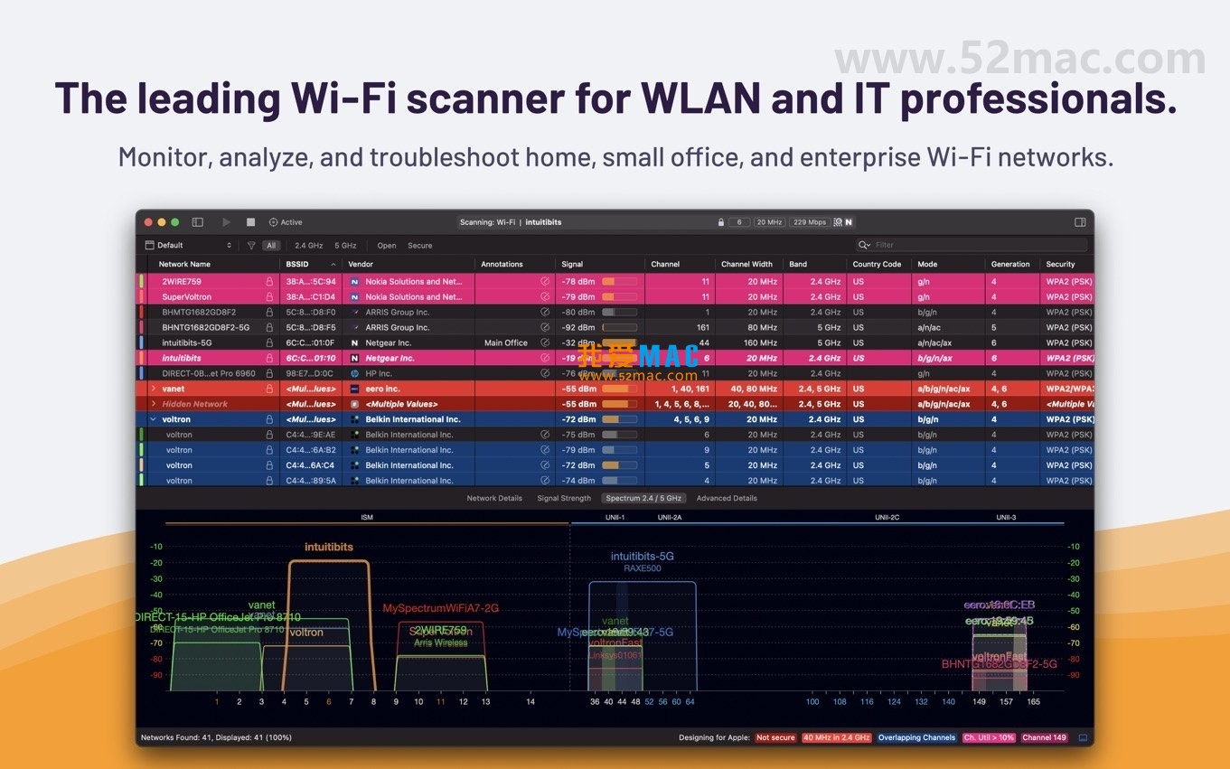 WiFi Explorer Pro for Mac v3.5 WiFi扫描诊断工具 破解版下载_mac版_注册机_序列号 | 爱上MAC