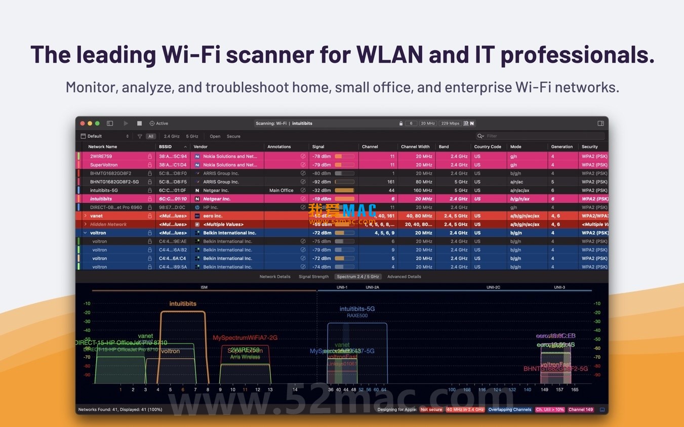 WiFi Explorer Pro for Mac v3.4.1 WiFi扫描诊断工具 破解版下载_mac版_注册机_序列号 | 爱上MAC