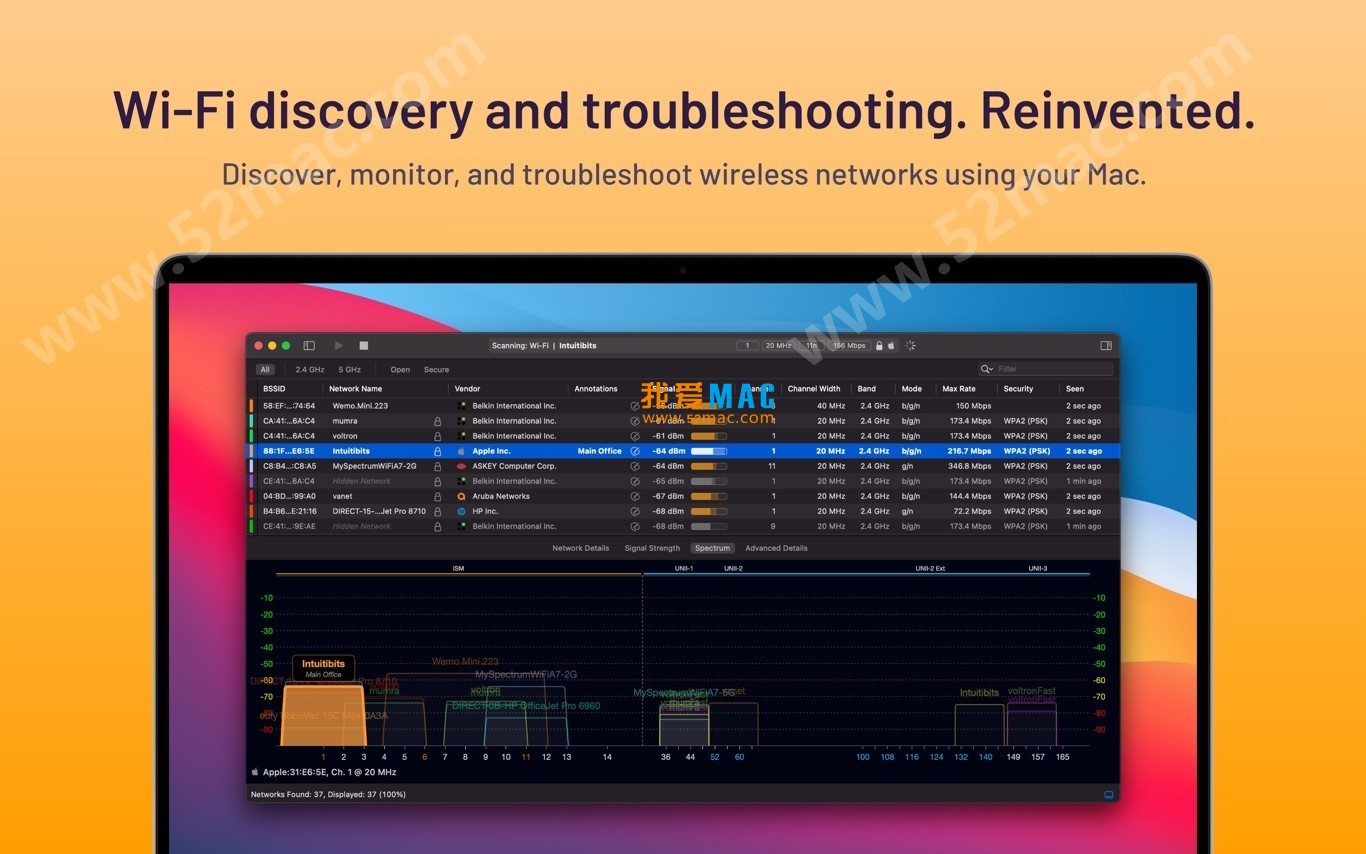 WiFi Explorer Pro for Mac v3.2 WiFi扫描诊断工具 破解版下载_mac版_注册机_序列号 | 爱上MAC