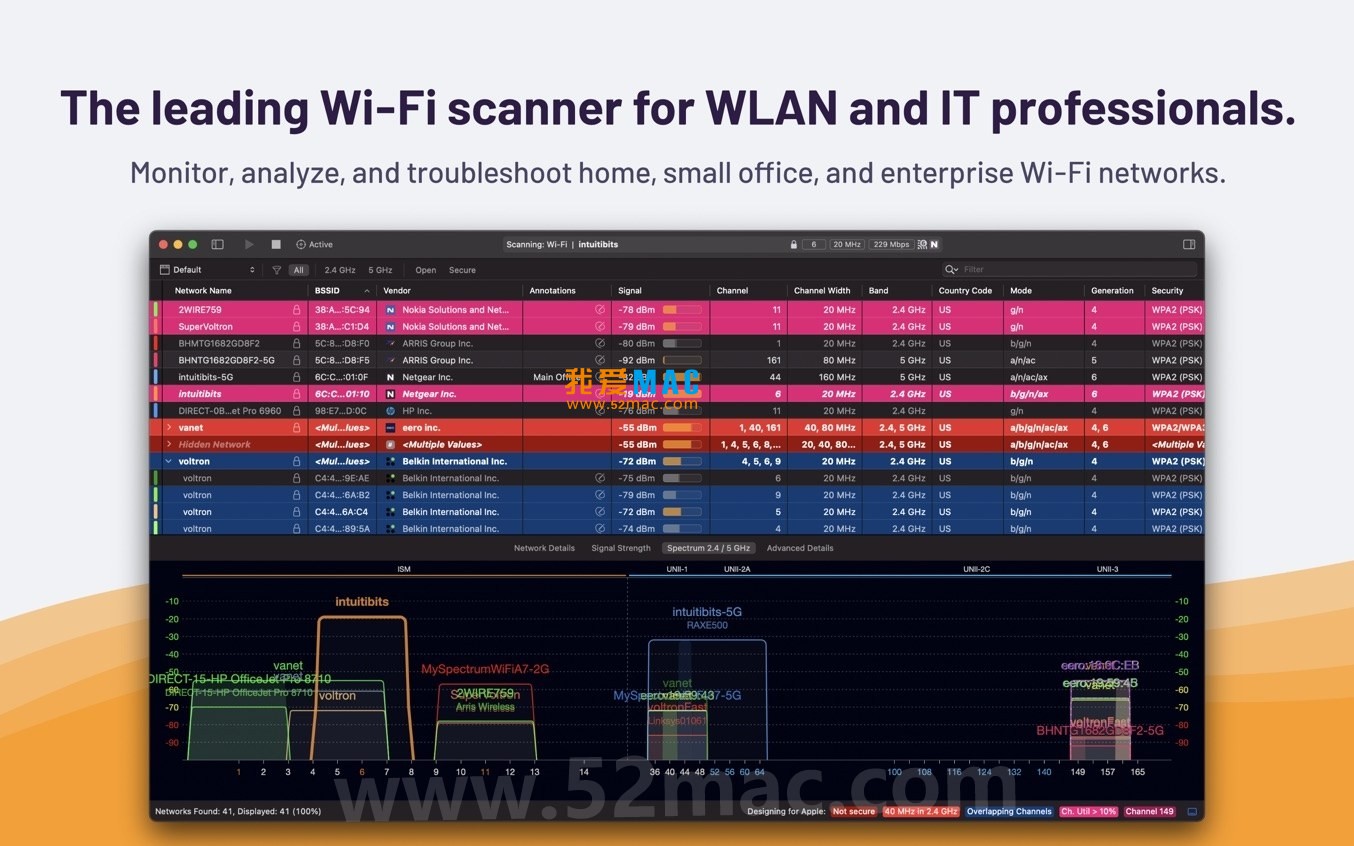 WiFi Explorer Pro for Mac v3.4.4 WiFi扫描诊断工具 破解版下载_mac版_注册机_序列号 | 爱上MAC